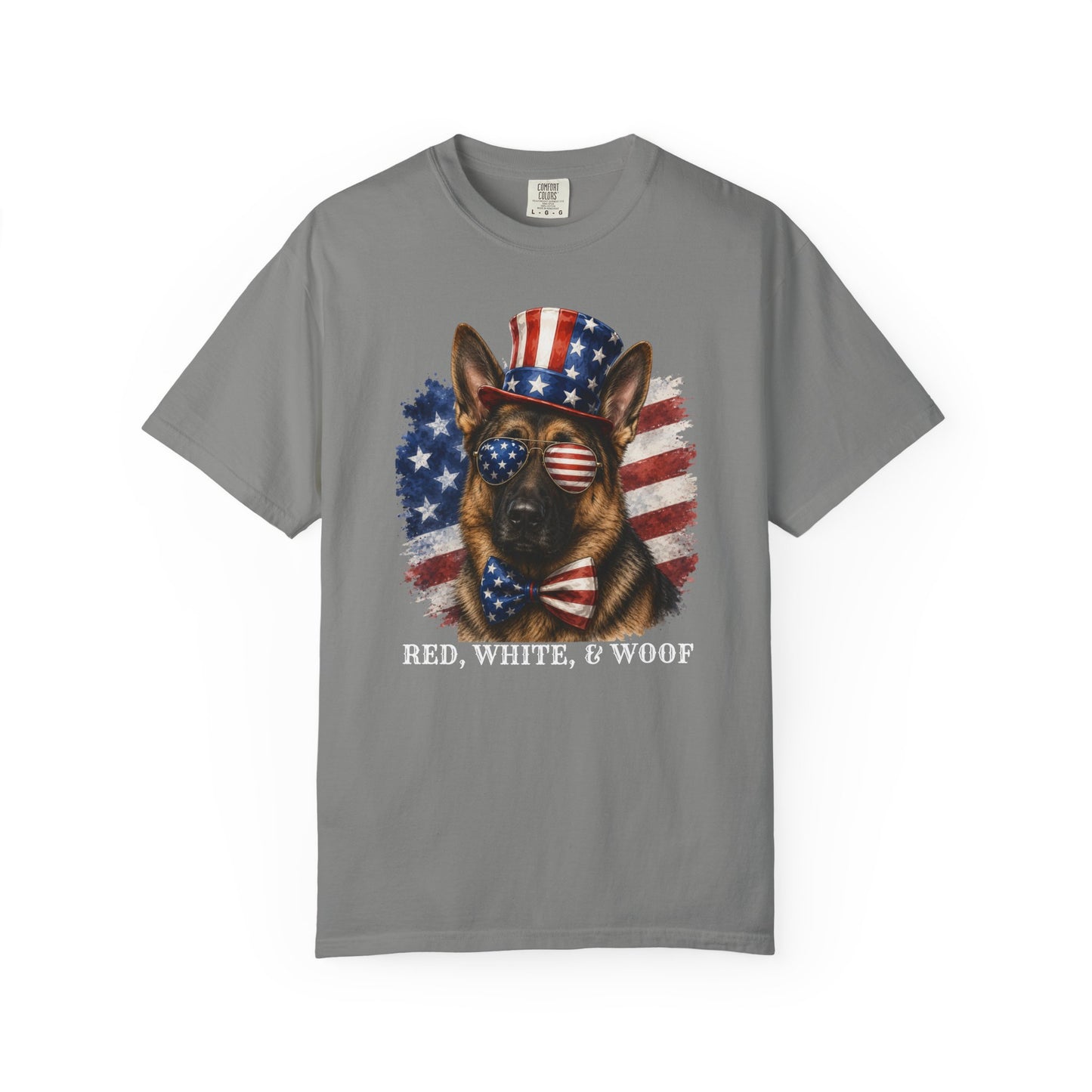 Patriotic German Shepherd Red White & Woof Shirt