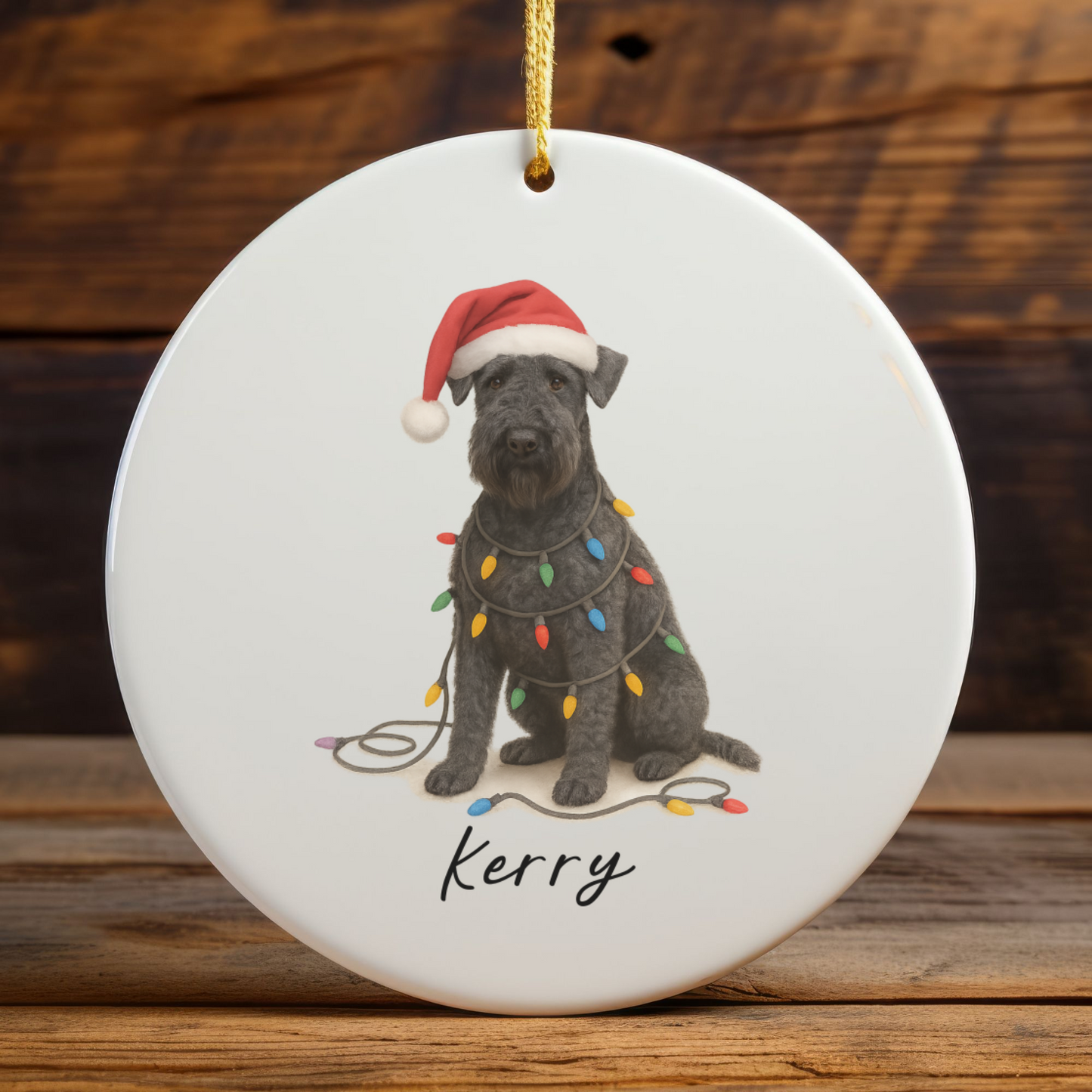 Personalized Kerry Blue Terrier Christmas Ornament, Ceramic Dog Holiday Keepsake