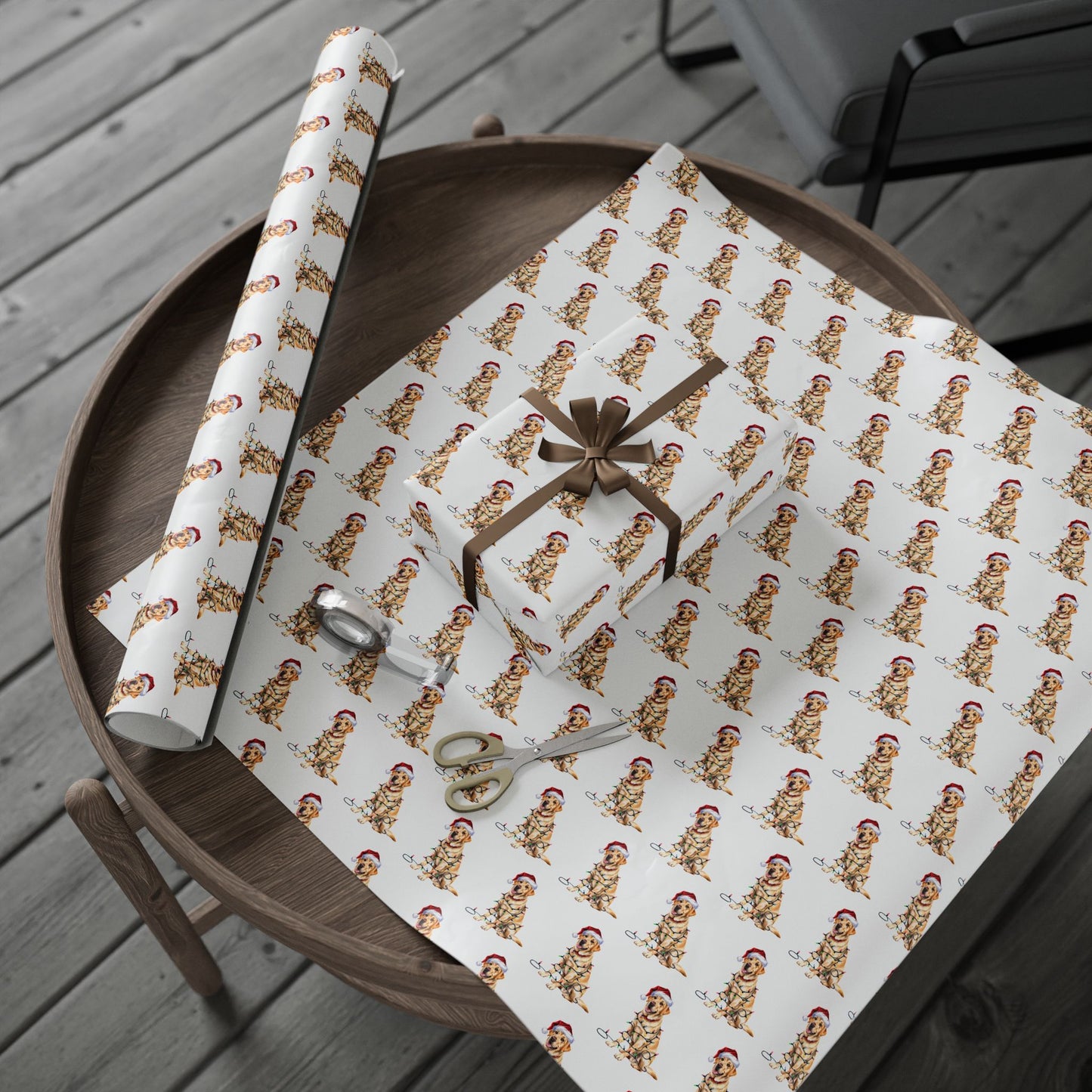 Yellow Labrador Retriever Christmas Lights Wrapping Paper