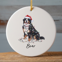 Load image into Gallery viewer, Personalized Bernese Mountain Dog Christmas Lights Ornament
