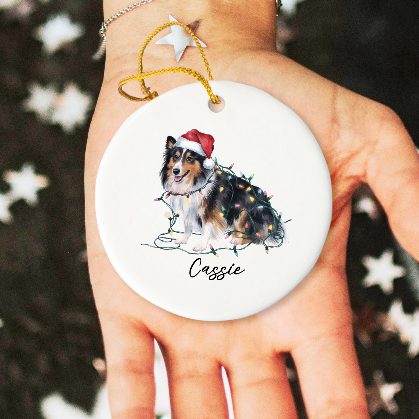 Personalized Shetland Sheepdog Ornament, Custom Dog Lover Gift