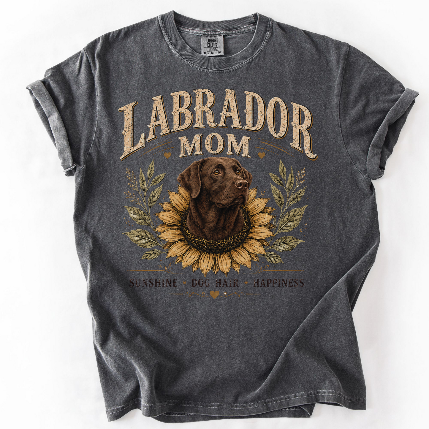 Chocolate Lab Mom Shirt, Labrador Retriever Sunflower Tee, Vintage Dog Lover Gift