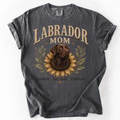 Chocolate Lab Mom Shirt, Labrador Retriever Sunflower Tee, Vintage Dog Lover Gift
