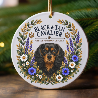 Black and Tan Cavalier Ornament, Cavalier King Charles Spaniel Gift, Dog Lover Keepsake
