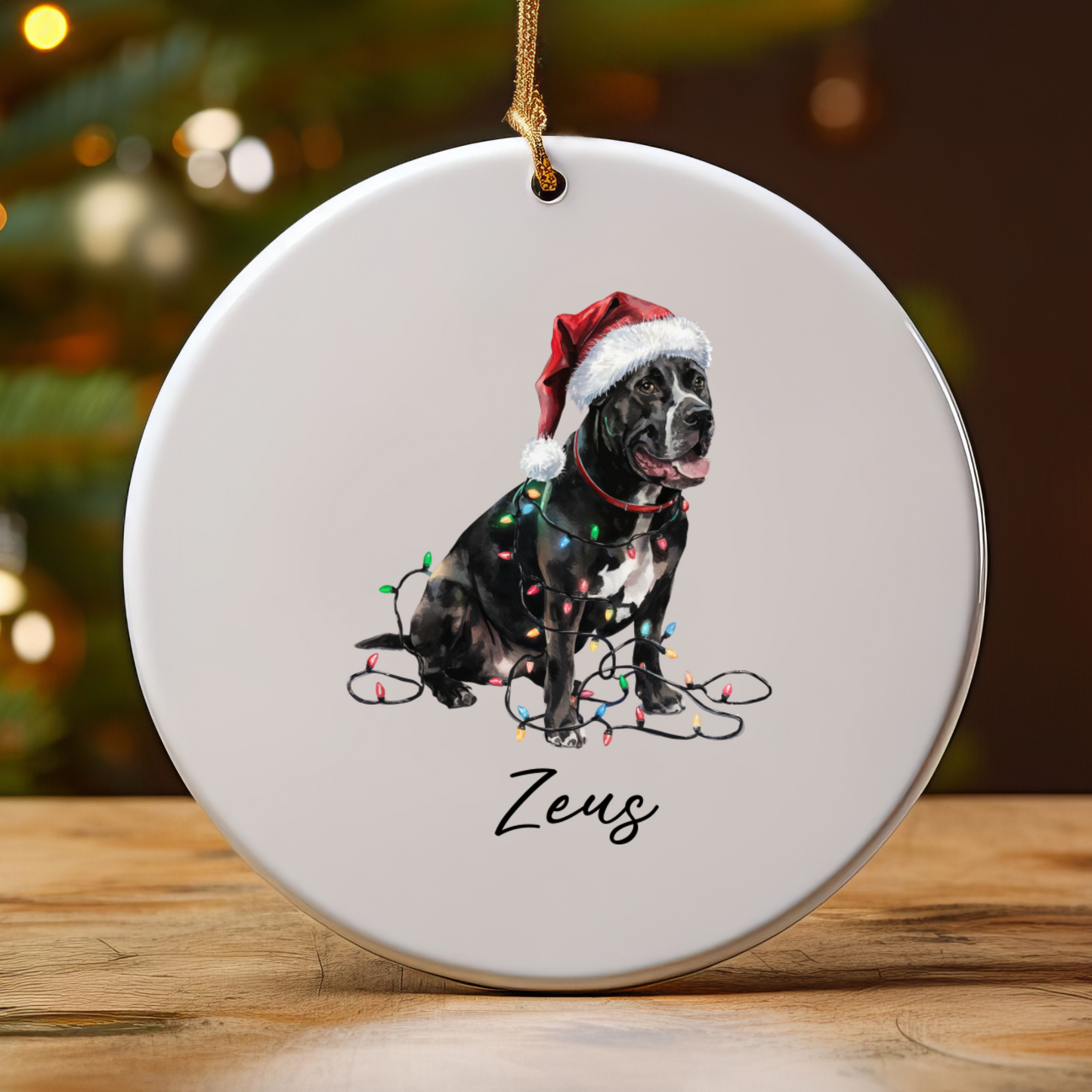 Personalized Cane Corso Christmas Ornament, Festive Dog Keepsake, Ceramic Tree Decoration