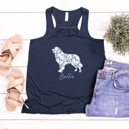 Custom Blue Floral Silhouette Dog Shirt/Hoodie/Tank - Personalize To Select Your Favorite Dog Breed