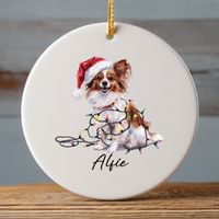Load image into Gallery viewer, Papillon Personalized Ornament, Custom Dog Keepsake
