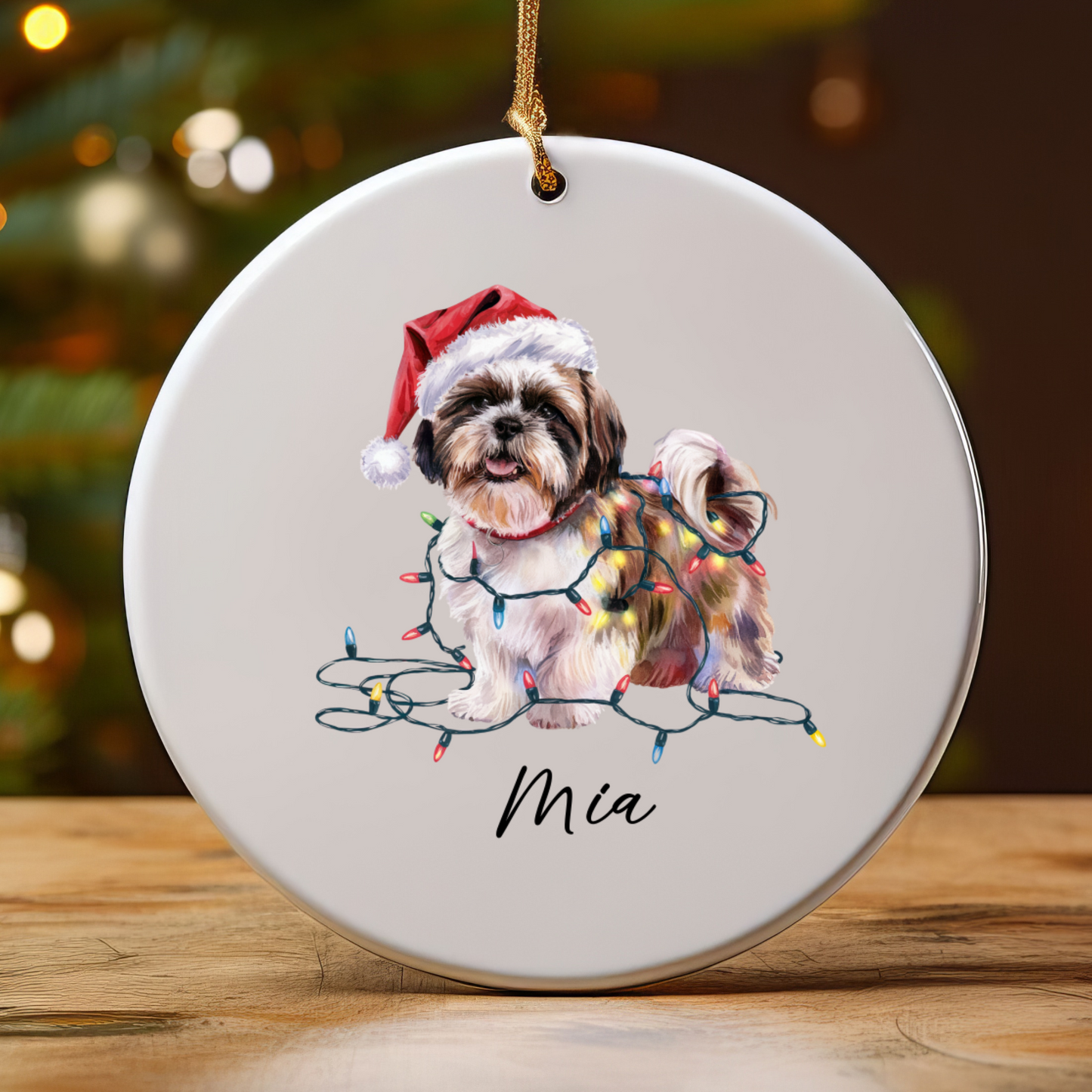 Shih Tzu Ornament Personalized Gift, Custom Holiday Pet Decor