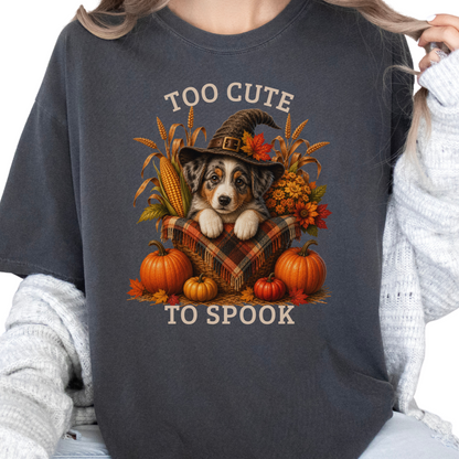 Australian Shepherd Halloween Shirt, Too Cute To Spook Fall Dog Lover Tee