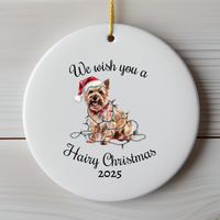 Load image into Gallery viewer, Christmas Cairn Terrier Ornament, Christmas Lights Dog Keepsake

