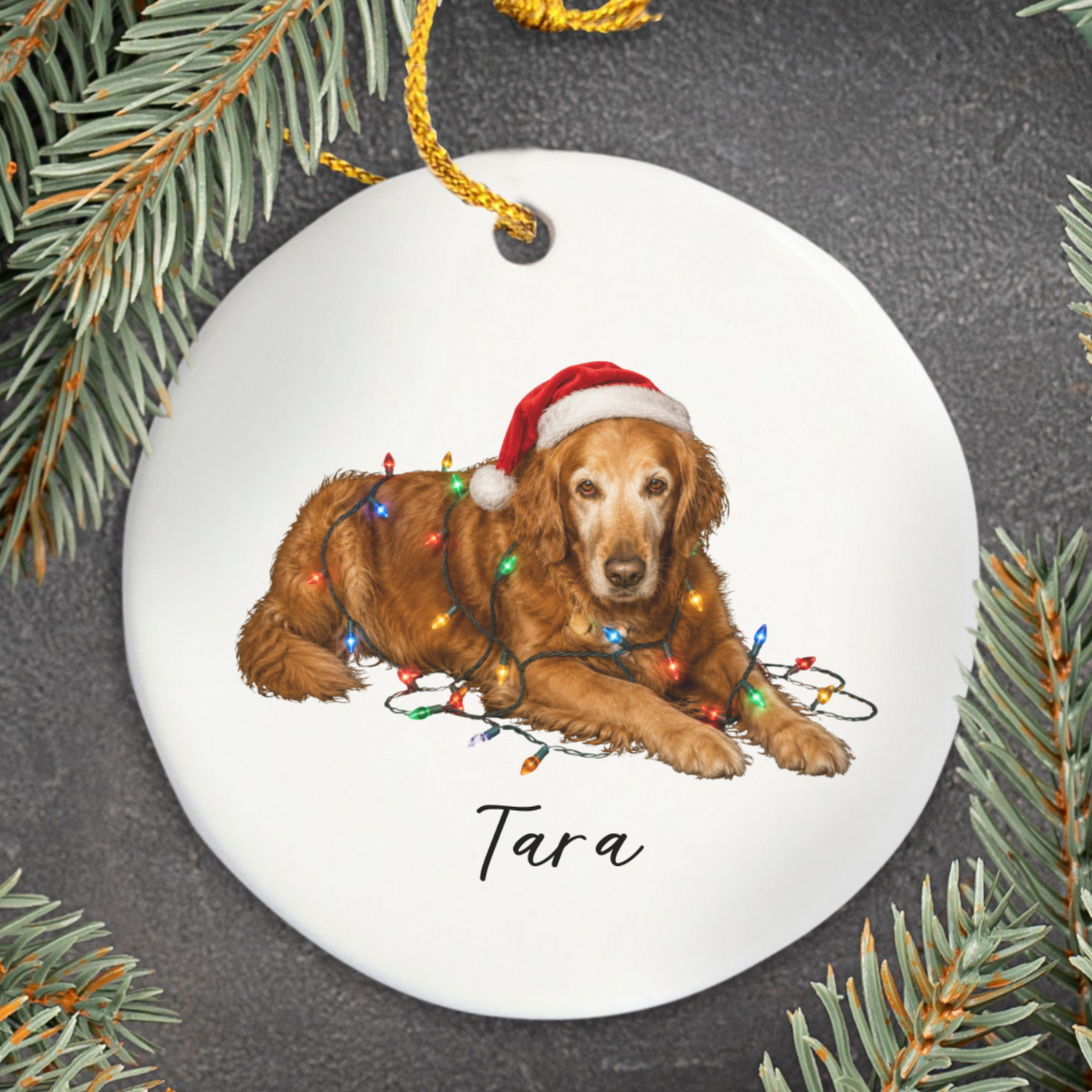 Personalized Dog Photo Christmas Ornament Custom Pet Name Ceramic Keepsake