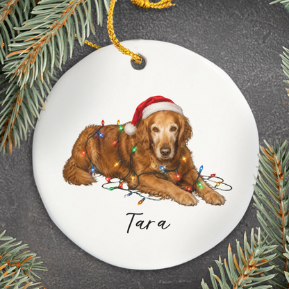 Personalized Dog Photo Christmas Ornament Custom Pet Name Ceramic Keepsake