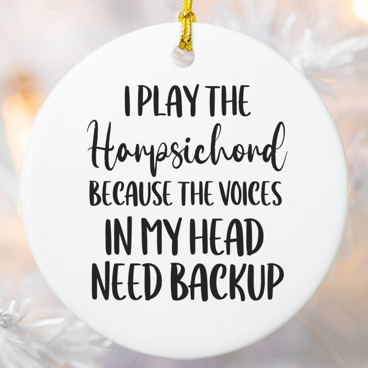 Harpsichord Ornament, Ceramic Musician Gift