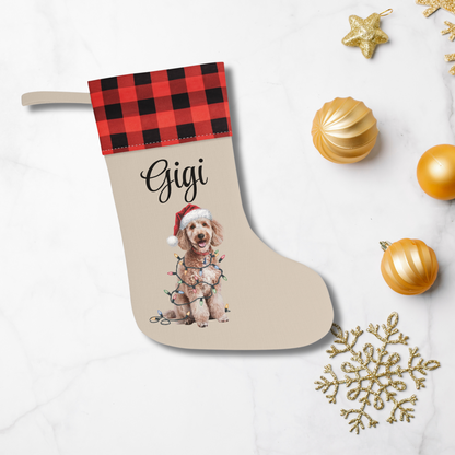 Personalized Poodle Christmas Stocking, Holiday Decor Gift for Pet Lovers