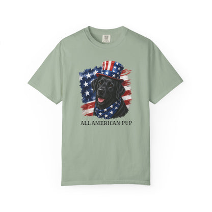 Patriotic Black Lab All American Pup Shirt