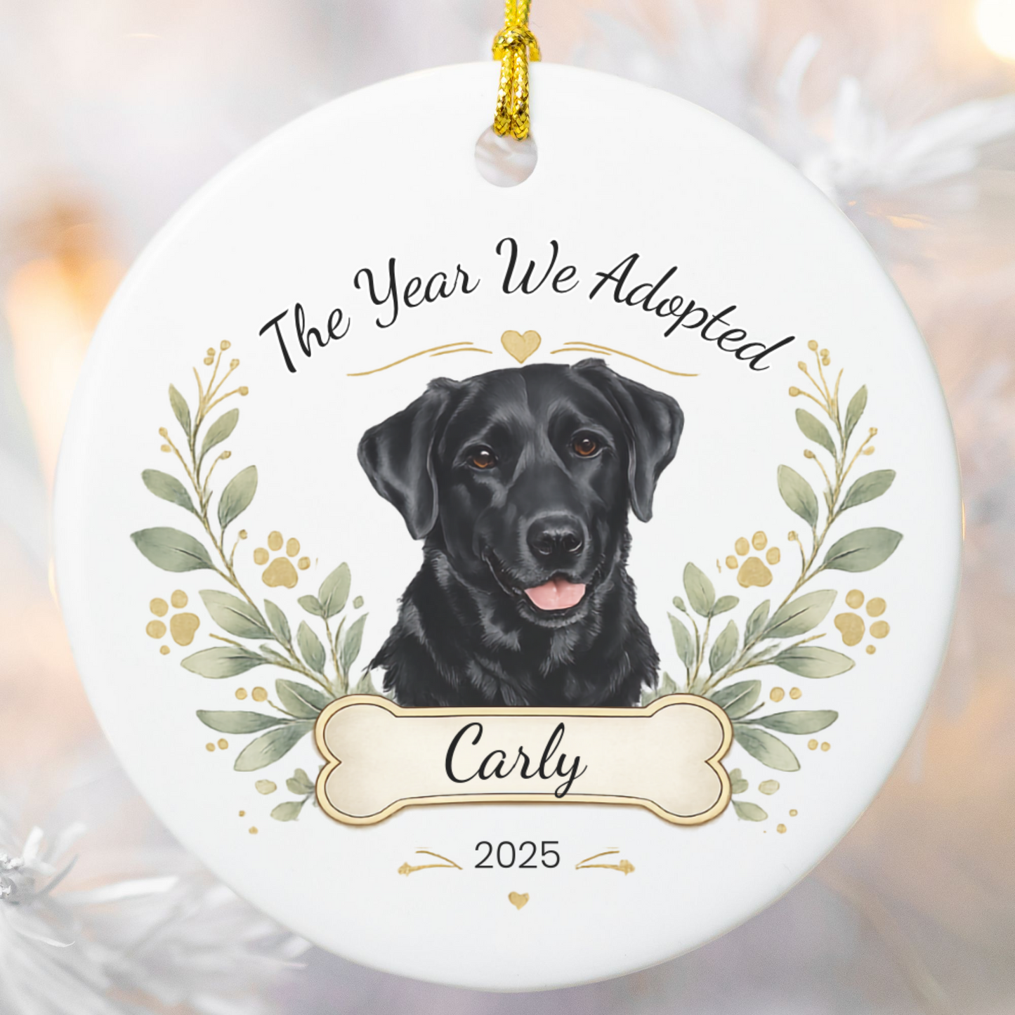 Personalized Adoption Dog Ornament, Custom Pet Christmas Keepsake Gift