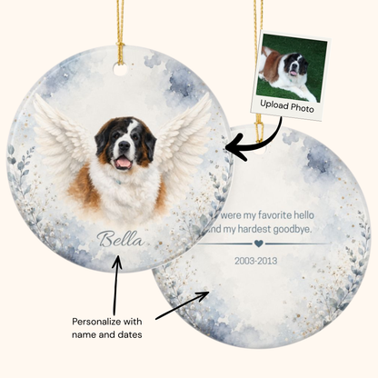 Custom Pet Memorial Ornament, Personalized Pet Loss Sympathy Gift With Photo and Name