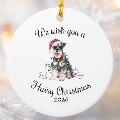 Christmas Schnauzer Ornament, Christmas Lights Dog Keepsake