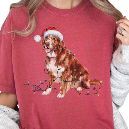 Christmas Nova Scotia Duck Tolling Retriever Shirt, Christmas Lights Dog Tee, Christmas Dog Tee, Retriever Mom Tshirt, Gift for Dog Lover