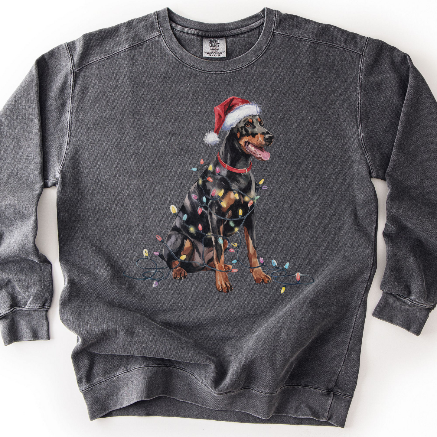 Doberman Christmas Lights Sweatshirt