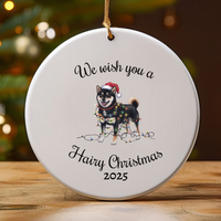 Load image into Gallery viewer, Christmas Black Shiba Inu Ornament, Christmas Lights Dog Keepsake
