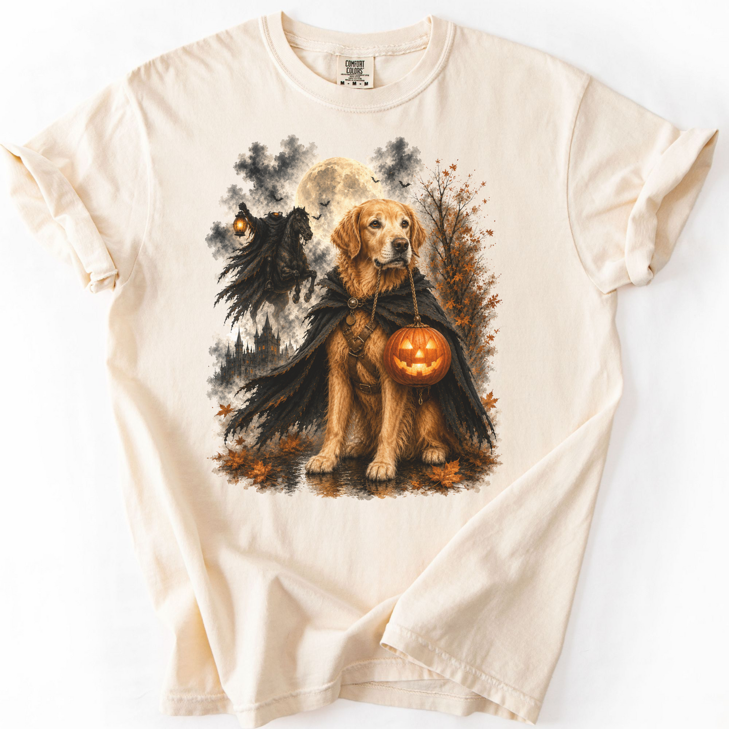 Custom Halloween Dog Shirt, Personalized Headless Horseman Comfort Colors Pet Portrait Tee
