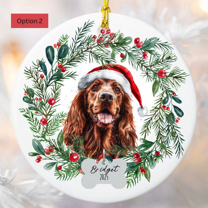 Personalized Irish Setter Christmas Ornament