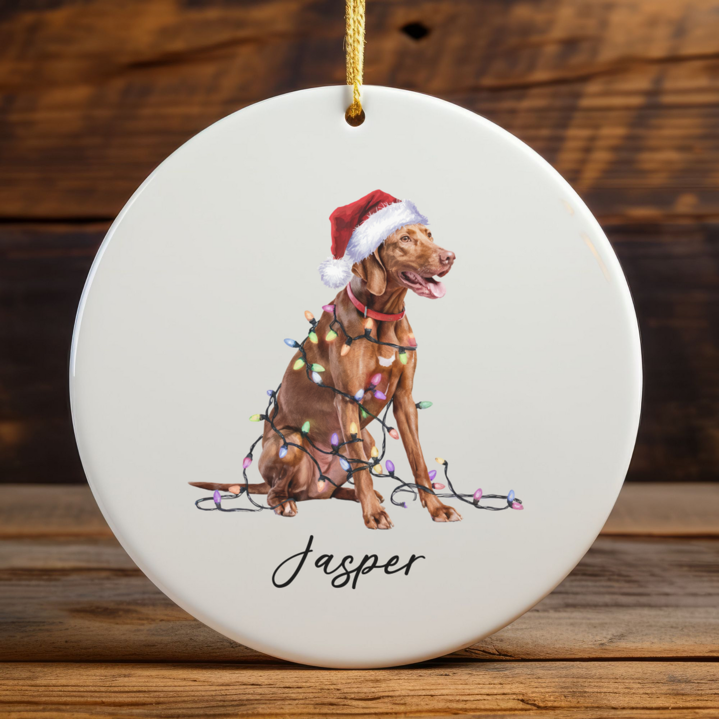 Personalized Vizsla Ornament, Christmas Dog Ornament