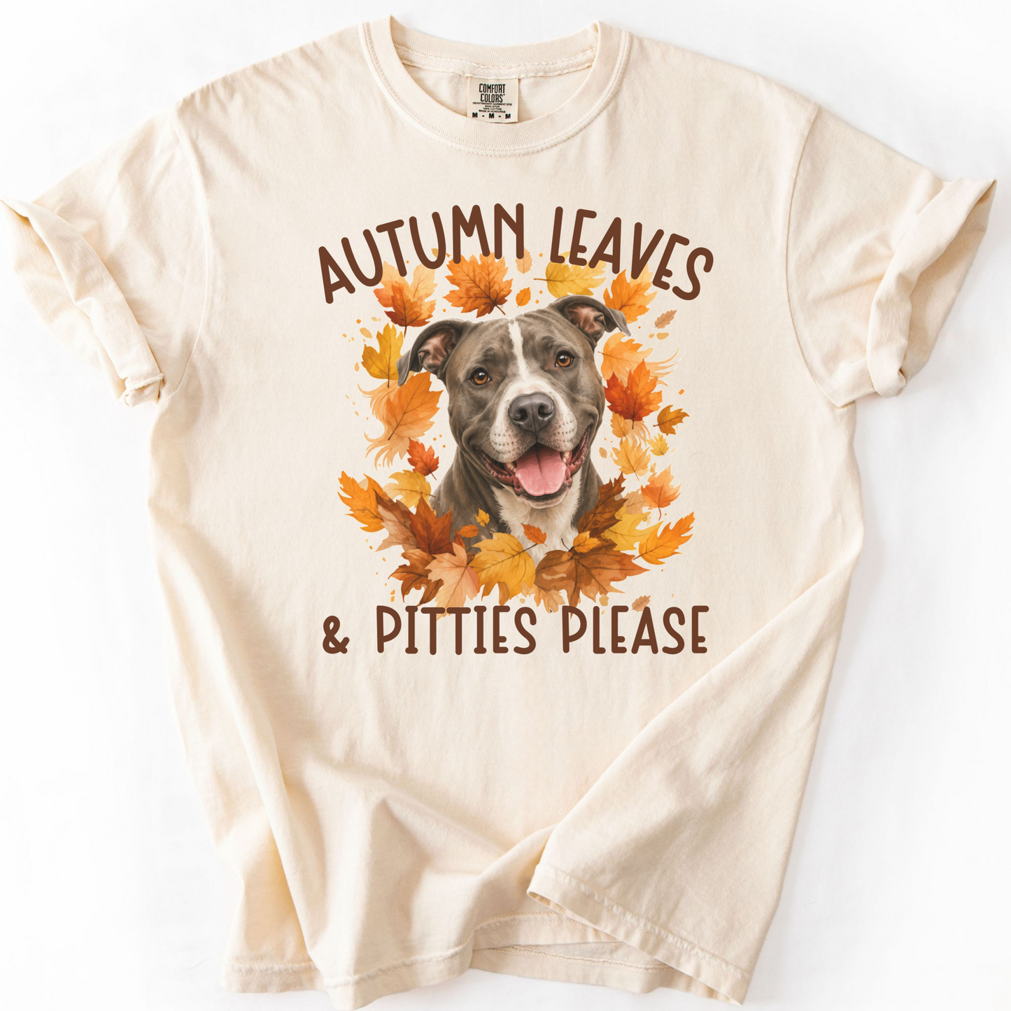 Pitbull Mom Fall Shirt, Autumn Leaves & Pitties Please