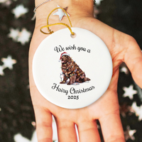 Load image into Gallery viewer, Christmas Brown Newfoundland Ornament, Christmas Lights Dog Keepsake
