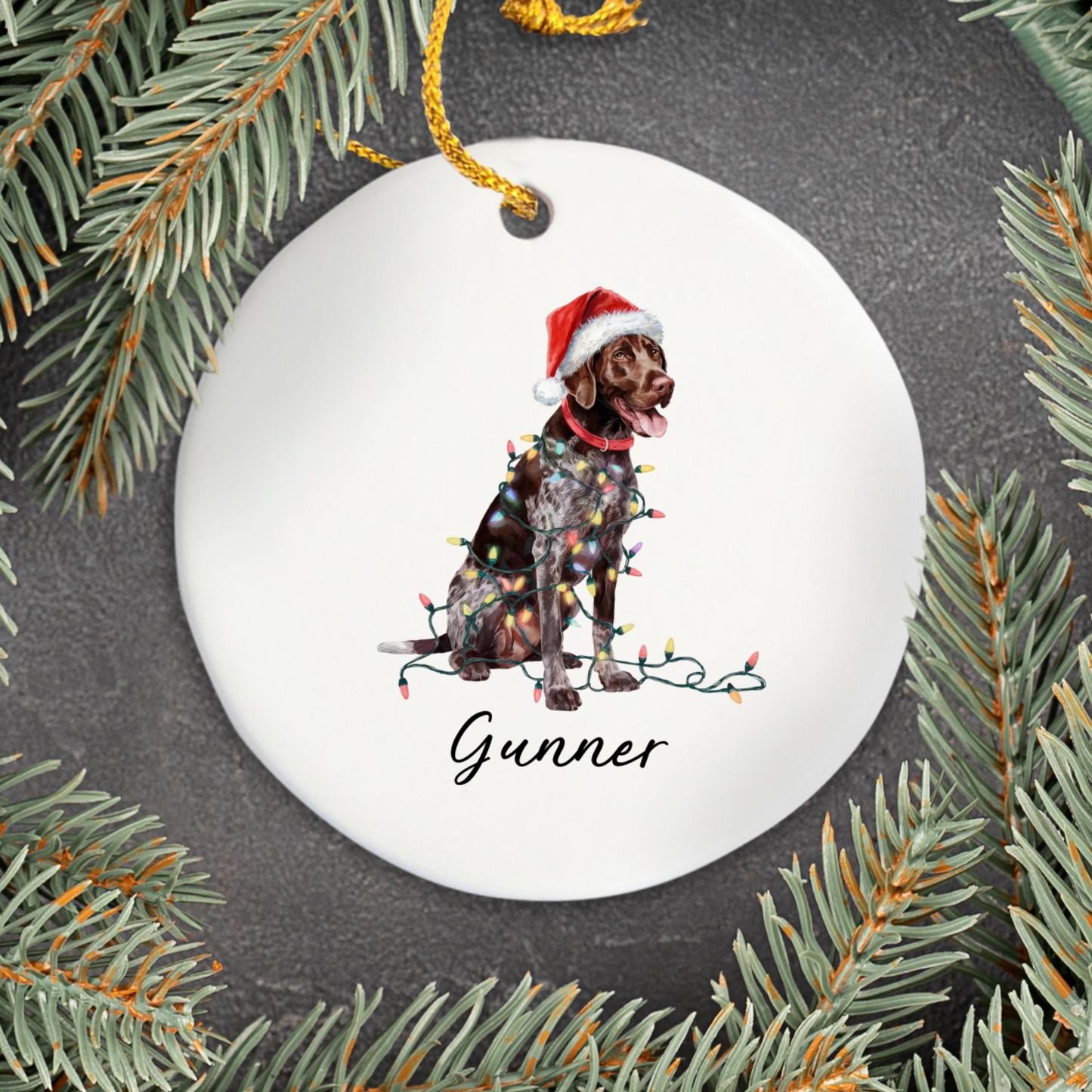German Shorthaired Pointer Ornament, Personalized Christmas Gift