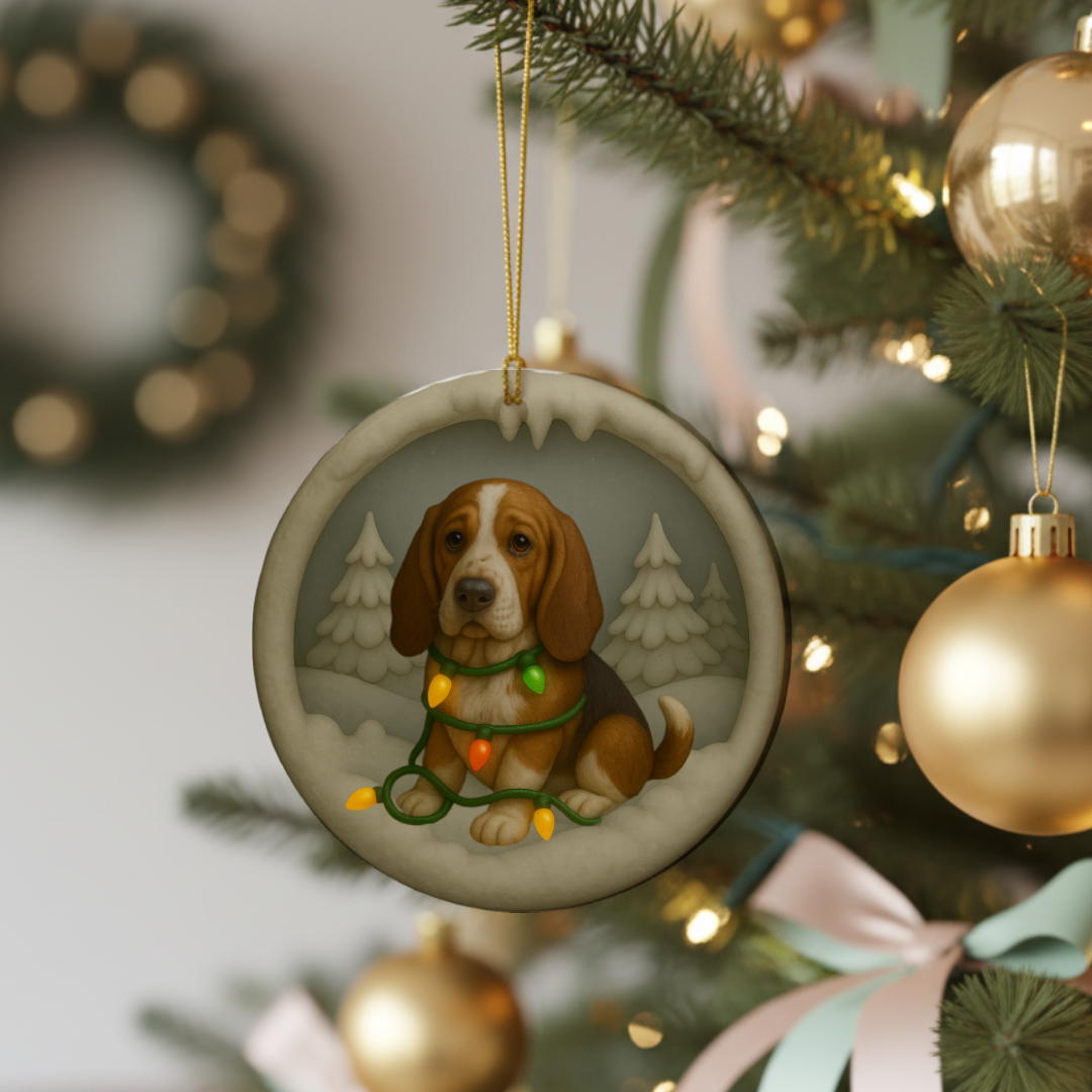 Personalized Basset Hound Christmas Lights Keepsake
