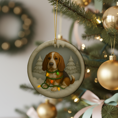 Personalized Basset Hound Christmas Lights Keepsake