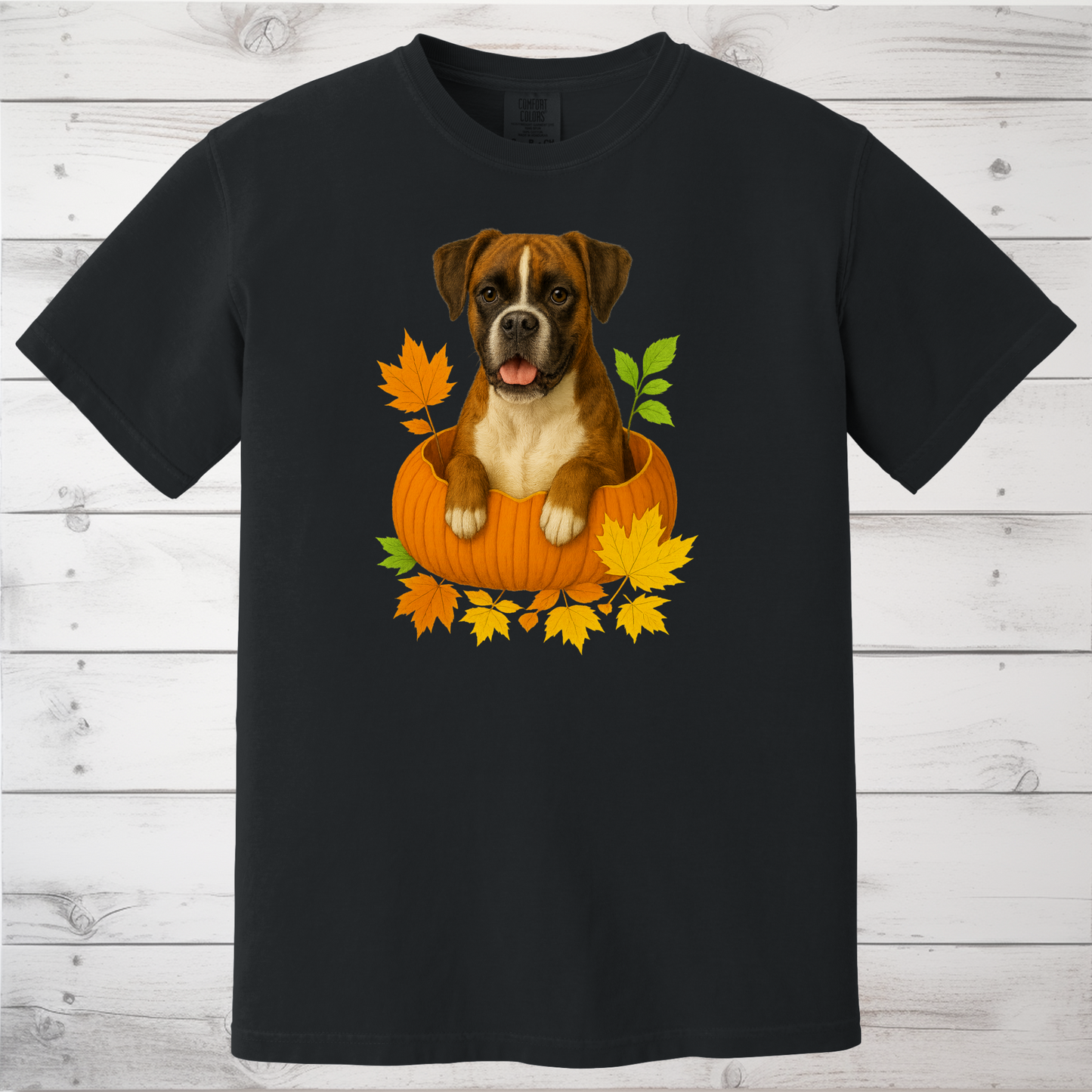 Boxer Dog Pumpkin Shirt, Fall Dog Lover Tee on Comfort Colors 1717