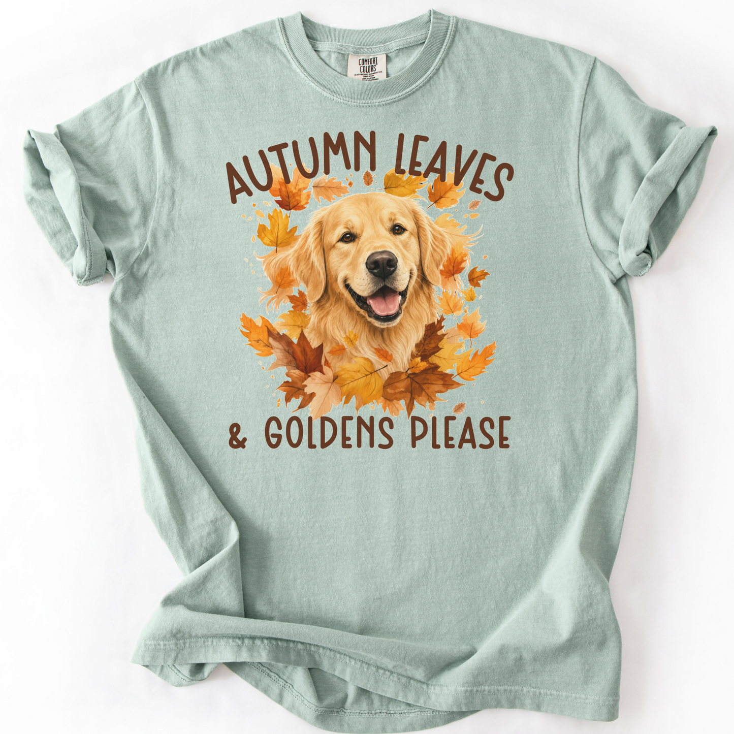 Golden Retriever Mom Fall Shirt, Autumn Leaves & Goldens Please