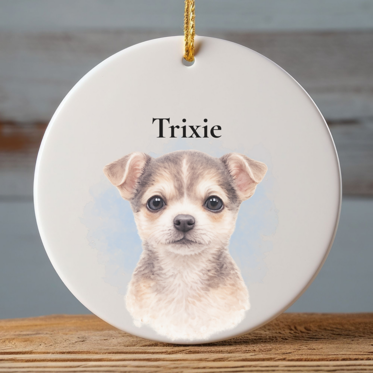 Personalized Watercolor Pet Ornament Custom Dog Cat Photo Christmas Gift