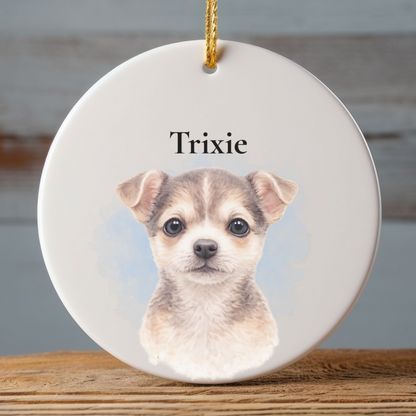Personalized Watercolor Pet Ornament Custom Dog Cat Photo Christmas Gift