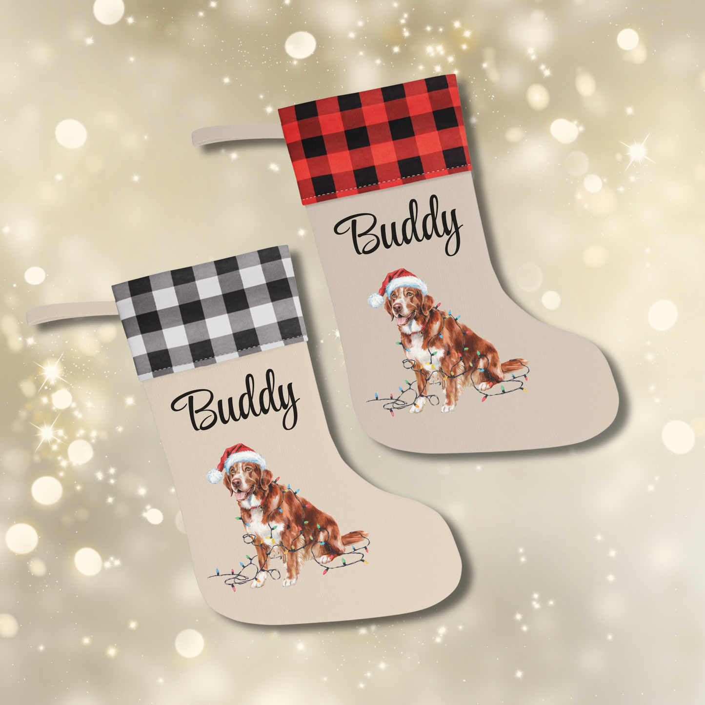 Personalized Nova Scotia Duck Tolling Retriever Christmas Stocking, Holiday Decor Gift for Pet Lovers