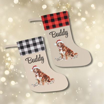 Personalized Nova Scotia Duck Tolling Retriever Christmas Stocking, Holiday Decor Gift for Pet Lovers