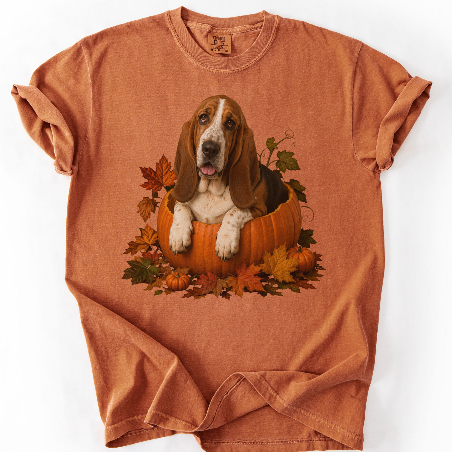 Basset Hound Pumpkin Shirt Fall Dog Lover Autumn Comfort Colors Graphic Tee Gift Apparel