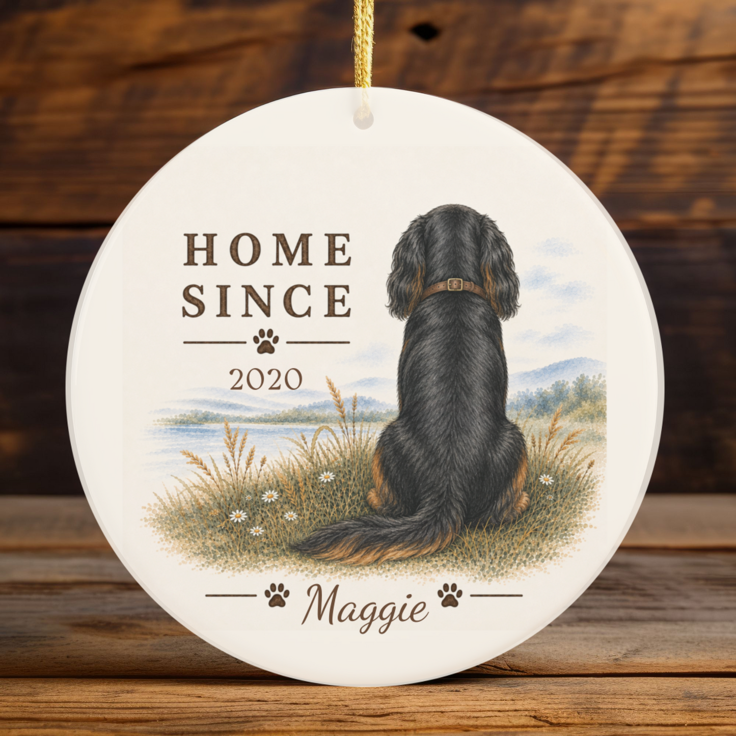 Personalized Black and Tan Cavalier Ornament, Double Sided Gotcha Day Gift, Custom Dog Keepsake