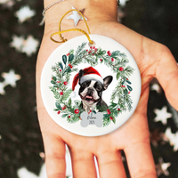 Load image into Gallery viewer, Personalized French Bulldog Ornament, Custom Dog Christmas Ornament, Customized Pet Name Ornament, Pet Memorial, Custom Dog Keepsake
