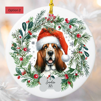 Personalized Basset Hound Christmas Ornament