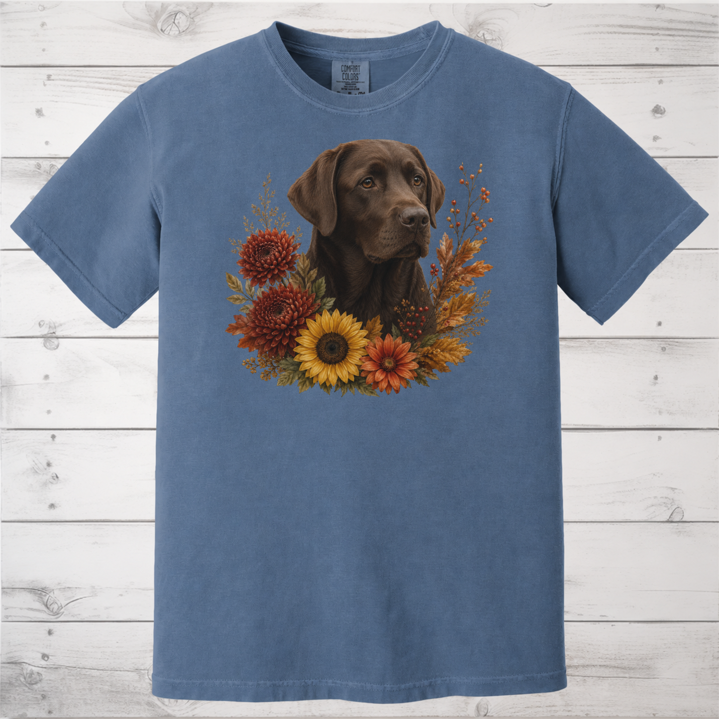 Chocolate Labrador Autumn Floral Shirt