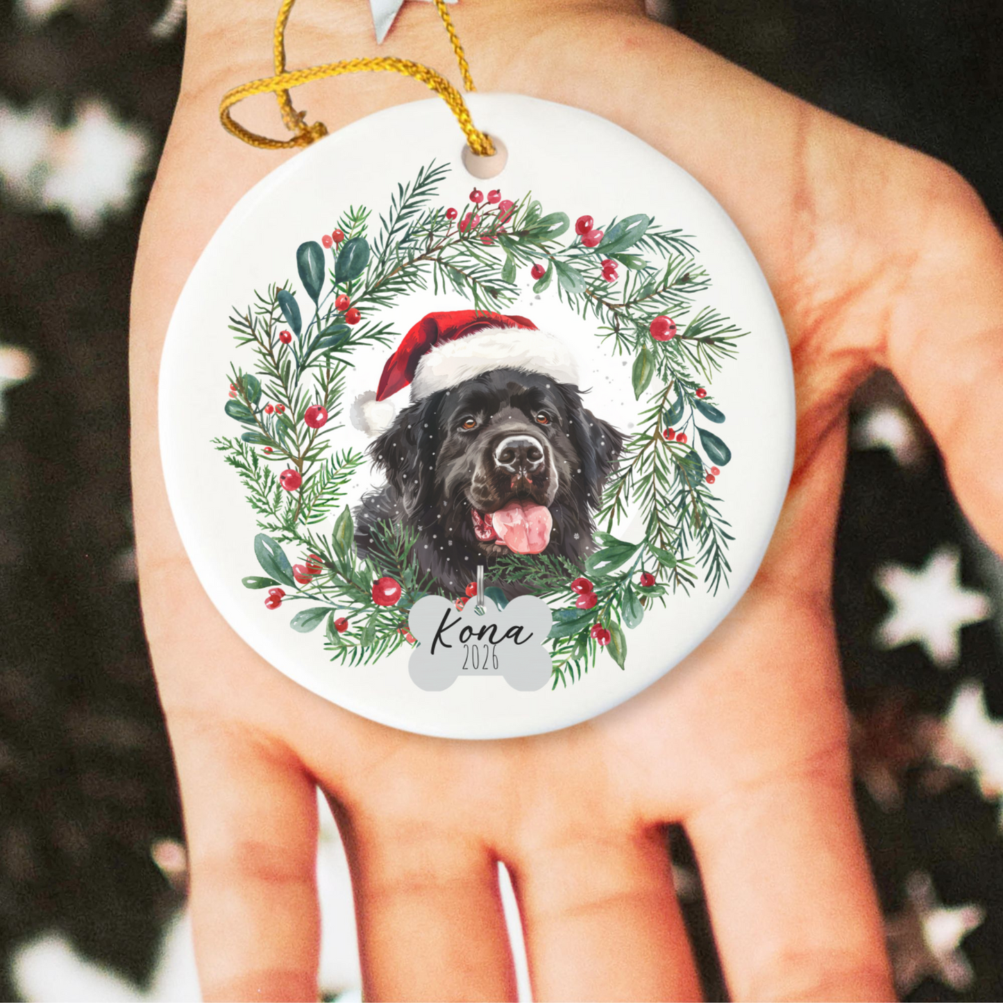 Personalized Newfoundland Christmas Ornament