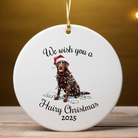 Load image into Gallery viewer, Christmas Chocolate Labrador Ornament, Christmas Lights Dog Keepsake
