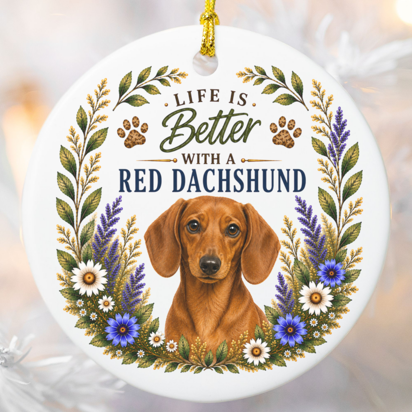 Red Dachshund Ornament, Doxie Lover Gift, Dachshund Mom Gift, Wiener Dog Keepsake