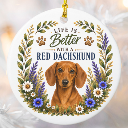 Red Dachshund Ornament, Doxie Lover Gift, Dachshund Mom Gift, Wiener Dog Keepsake