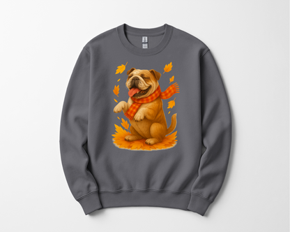 Bulldog Autumn Shirt, Dog Lover Fall Sweater, Cozy Pet Apparel, Cute Dog Seasonal Gift, Bulldog Autumn Wear, Fall Dog Fashion