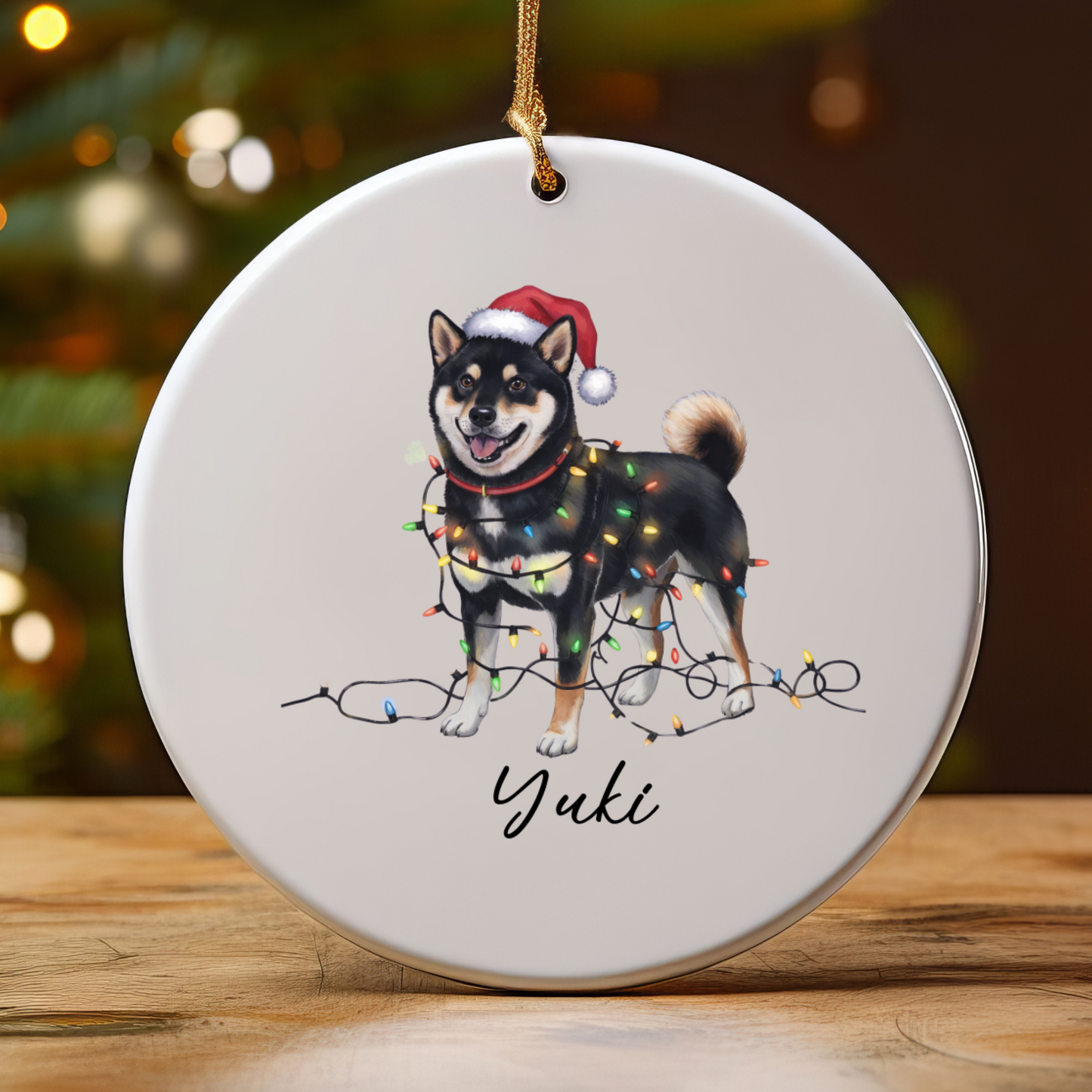Personalized Black Shiba Inu Ornament, Custom Dog Lover Gift